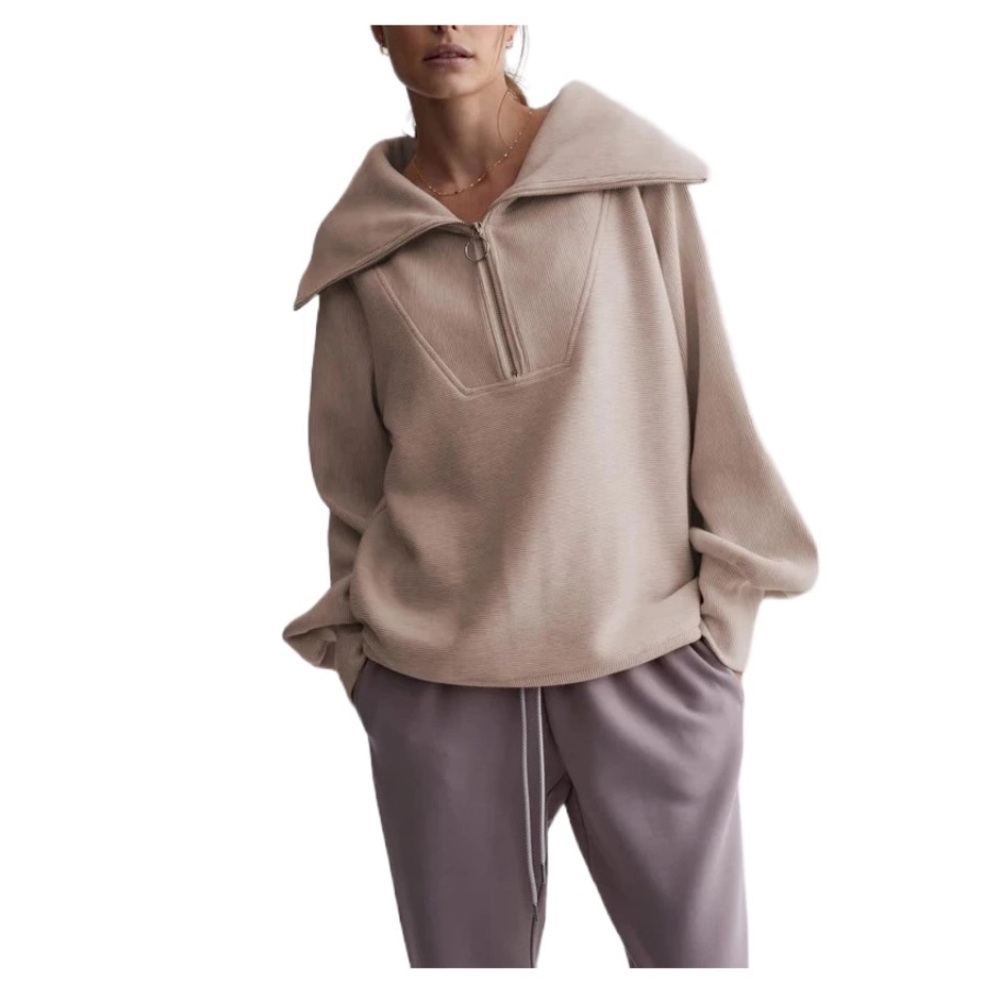 Varley Vine 1/2 Zip Pullover in taupe marl